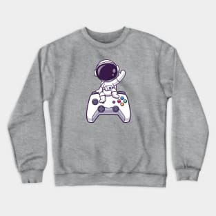 Cute Astronaut Sitting On Game Controller Cartoon Crewneck Sweatshirt